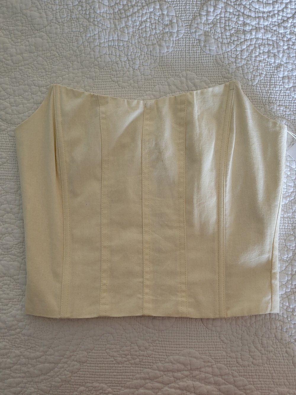 Cream Strapless Corset-Style Bustier Top